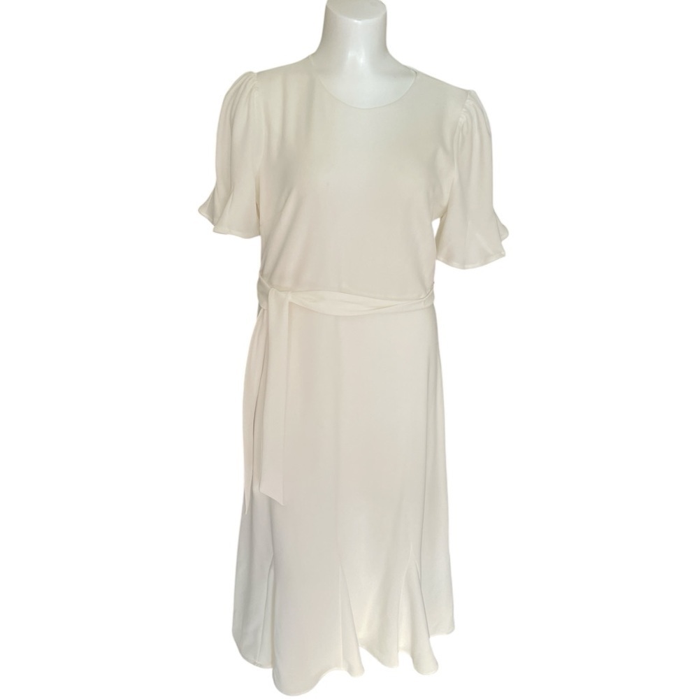 DKNY White Dress with flared short sleeves sz 8
